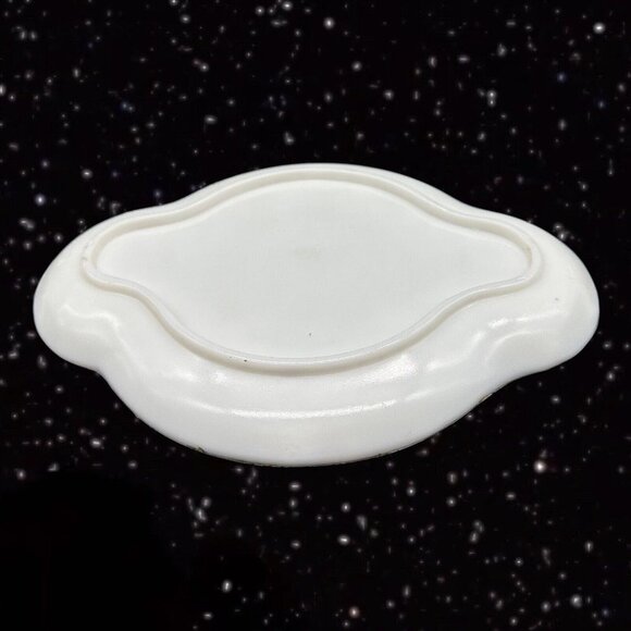 Antique White Milk Glass Dresser Vanity Tray w Painted Embossed Gold Paint Large - Picture 9 of 9